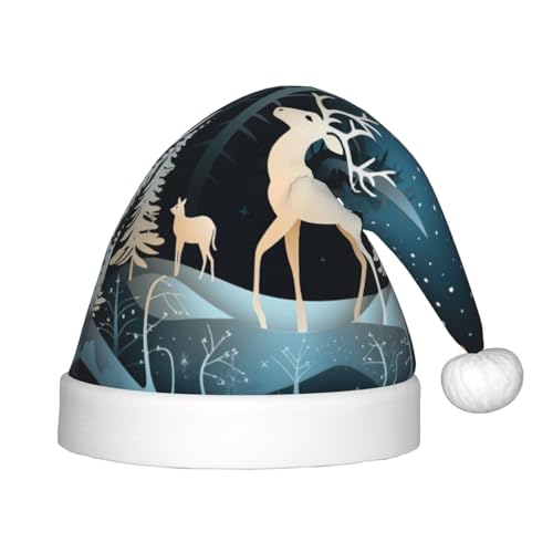 zkyfll Weihnachtsmütze mit Hirsch-Aufdruck, kleine Größe, Weihnachtsgeschenke, Plüsch, lustige Weihnachtsmütze, Party zkyfll Weihnachtsmütze mit Hirsch-Aufdruck, kleine Größe, Weihnachtsgeschenke, Plüsch, lustige Weihnachtsmütze, Party von zkyfll
