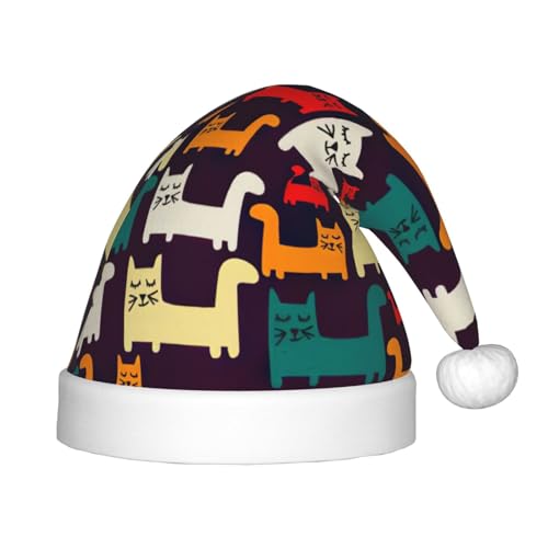 zkyfll Weihnachtsmütze mit Katzendruck, kleine Größe, Weihnachtsgeschenke, Plüsch, lustige Weihnachtsmütze, Party zkyfll Weihnachtsmütze mit Katzendruck, kleine Größe, Weihnachtsgeschenke, Plüsch, lustige Weihnachtsmütze, Party von zkyfll