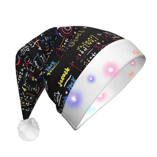 zkyfll Weihnachtsmütze mit Mathe-Formel-Druck, Plüsch, beleuchtet, lustige Weihnachtsmütze für Erwachsene, Weihnachtsfeier zkyfll Weihnachtsmütze mit Mathe-Formel-Druck, Plüsch, beleuchtet, lustige Weihnachtsmütze für Erwachsene, Weihnachtsfeier von zkyfll