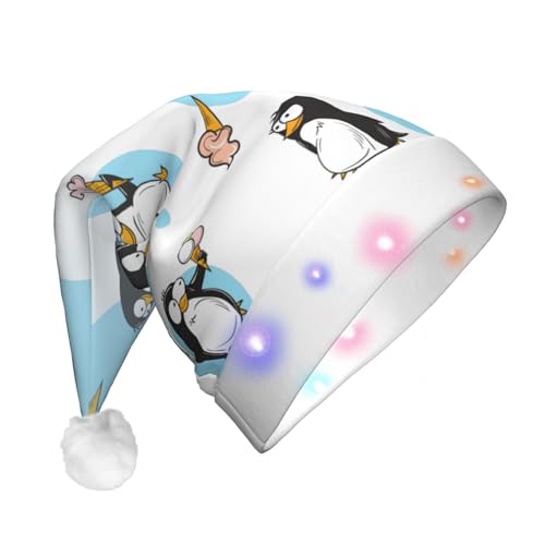 zkyfll Weihnachtsmütze mit Pinguin-Ballon, Schneeflocken-Druck, Plüsch, beleuchtet, lustige Weihnachtsmütze für Erwachsene, Weihnachtsfeier zkyfll Weihnachtsmütze mit Pinguin-Ballon, Schneeflocken-Druck, Plüsch, beleuchtet, lustige Weihnachtsmütze für Erwachsene, Weihnachtsfeier von zkyfll