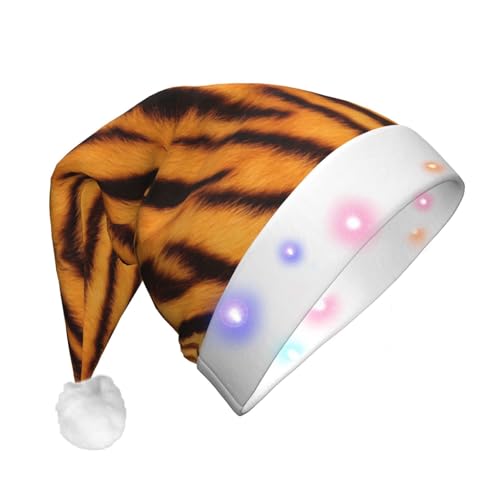 zkyfll Weihnachtsmütze mit Tiger-Streifenmuster, Plüsch, beleuchtet, lustige Weihnachtsmütze für Erwachsene, Weihnachtsfeier zkyfll Weihnachtsmütze mit Tiger-Streifenmuster, Plüsch, beleuchtet, lustige Weihnachtsmütze für Erwachsene, Weihnachtsfeier von zkyfll