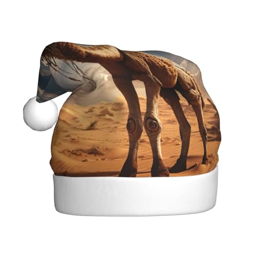 zkyfll Weihnachtsmütze mit Wüstensand-Kameldruck, Plüsch, lustige Weihnachtsmütze für Erwachsene, Weihnachtsfeier von zkyfll
