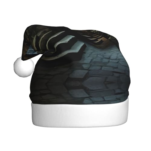 zkyfll Weihnachtsmütze mit altem Krypta-Druck, Plüsch, lustige Weihnachtsmütze für Erwachsene, Weihnachtsfeier zkyfll Weihnachtsmütze mit altem Krypta-Druck, Plüsch, lustige Weihnachtsmütze für Erwachsene, Weihnachtsfeier von zkyfll