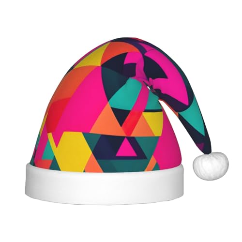 zkyfll Weihnachtsmütze mit buntem Dreiecksdruck, kleine Größe, Weihnachtsgeschenke, Plüsch, lustige Weihnachtsmütze, Party zkyfll Weihnachtsmütze mit buntem Dreiecksdruck, kleine Größe, Weihnachtsgeschenke, Plüsch, lustige Weihnachtsmütze, Party von zkyfll