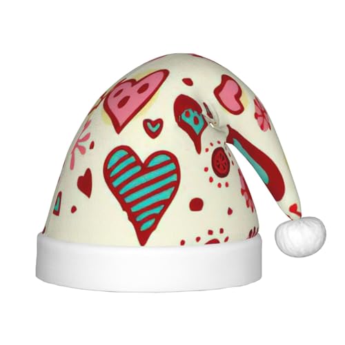 zkyfll Weihnachtsmütze mit buntem Herzmuster, kleine Größe, Weihnachtsgeschenke, Plüsch, lustige Weihnachtsmütze, Party zkyfll Weihnachtsmütze mit buntem Herzmuster, kleine Größe, Weihnachtsgeschenke, Plüsch, lustige Weihnachtsmütze, Party von zkyfll
