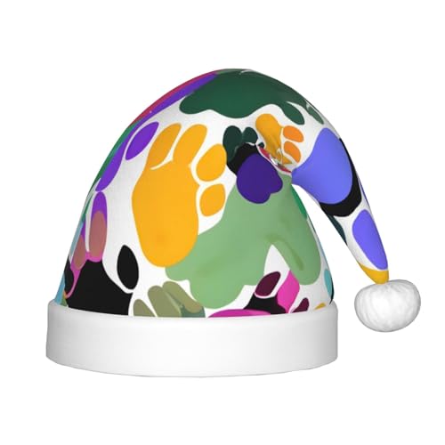 zkyfll Weihnachtsmütze mit bunten Hundepfotenabdruck, kleine Größe, Weihnachtsgeschenke, Plüsch, lustige Weihnachtsmütze, Party zkyfll Weihnachtsmütze mit bunten Hundepfotenabdruck, kleine Größe, Weihnachtsgeschenke, Plüsch, lustige Weihnachtsmütze, Party von zkyfll
