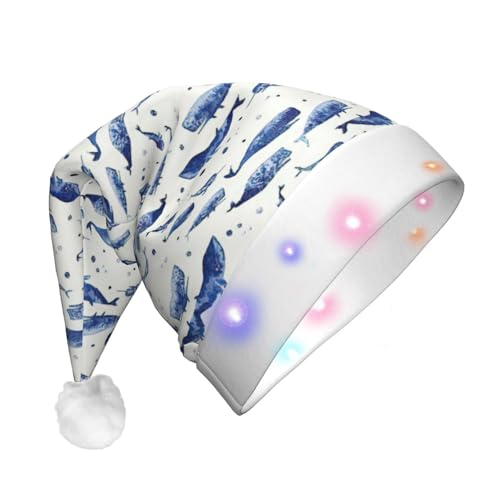 zkyfll Weihnachtsmütze mit kleinem blauen Wal, schwimmend, Plüsch, beleuchtet, lustige Weihnachtsmütze für Erwachsene, Weihnachtsfeier zkyfll Weihnachtsmütze mit kleinem blauen Wal, schwimmend, Plüsch, beleuchtet, lustige Weihnachtsmütze für Erwachsene, Weihnachtsfeier von zkyfll