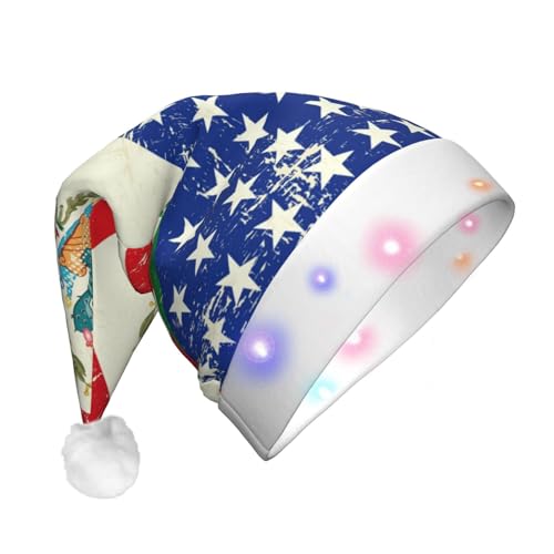 zkyfll Weihnachtsmütze mit mexikanischer amerikanischer Flagge, Plüsch, beleuchtet, lustige Weihnachtsmütze für Erwachsene, Weihnachtsfeier zkyfll Weihnachtsmütze mit mexikanischer amerikanischer Flagge, Plüsch, beleuchtet, lustige Weihnachtsmütze für Erwachsene, Weihnachtsfeier von zkyfll