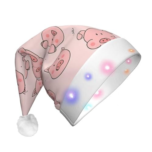 zkyfll Weihnachtsmütze mit niedlichem Schweine-Aufdruck, Plüsch, beleuchtet, lustige Weihnachtsmütze für Erwachsene, Weihnachtsfeier zkyfll Weihnachtsmütze mit niedlichem Schweine-Aufdruck, Plüsch, beleuchtet, lustige Weihnachtsmütze für Erwachsene, Weihnachtsfeier von zkyfll