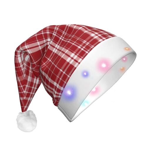 zkyfll Weihnachtsmütze mit rotem und schwarzem Druck, Plüsch, beleuchtet, lustige Weihnachtsmütze für Erwachsene, Weihnachtsfeier zkyfll Weihnachtsmütze mit rotem und schwarzem Druck, Plüsch, beleuchtet, lustige Weihnachtsmütze für Erwachsene, Weihnachtsfeier von zkyfll