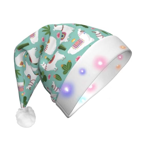 zkyfll Weihnachtsmütze mit tropischem Lama, Alpaka, Kaktus, Blumendruck, Plüsch, beleuchtet, lustige Weihnachtsmütze für Erwachsene, Weihnachtsfeier zkyfll Weihnachtsmütze mit tropischem Lama, Alpaka, Kaktus, Blumendruck, Plüsch, beleuchtet, lustige Weihnachtsmütze für Erwachsene, Weihnachtsfeier von zkyfll