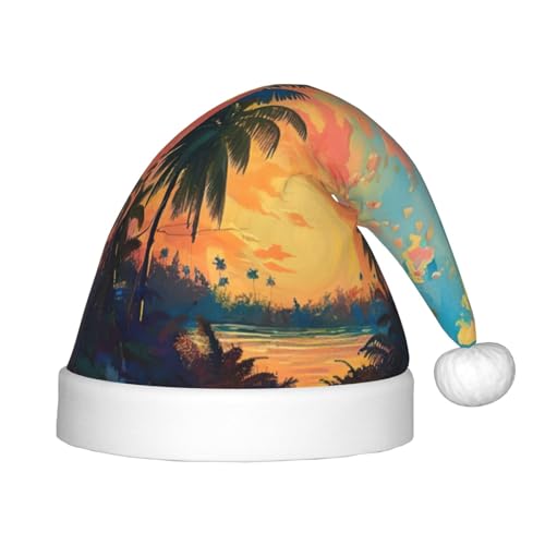 zkyfll Weihnachtsmütze mit tropischem Sonnenuntergang, kleine Größe, Weihnachtsgeschenke, Plüsch, lustige Weihnachtsmütze, Party zkyfll Weihnachtsmütze mit tropischem Sonnenuntergang, kleine Größe, Weihnachtsgeschenke, Plüsch, lustige Weihnachtsmütze, Party von zkyfll