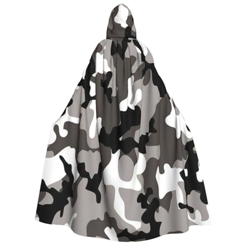 zkyfll ack Kapuzenumhang mit Kapuze, grau-weiß, Camouflage-Druck, groß, für Damen und Herren, Erwachsene, Halloween-Cosplay-Kostüme von zkyfll