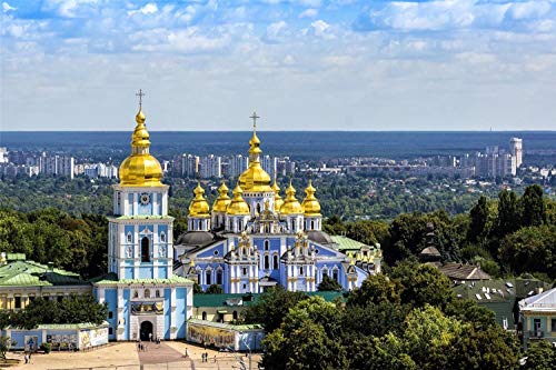 1000 Teile Puzzle,St.-Michael-Kathedrale Kiew DIY Bild aus Holz,Dekoration für das Zuhause 26x38CM von znwrr