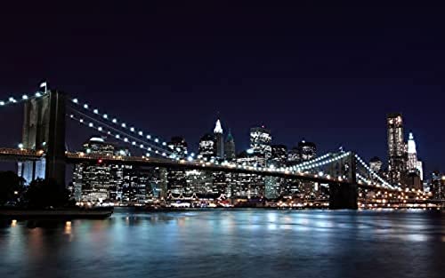 2000-teiliges Puzzle, kreative Kunstlandschaft für Erwachsene, Brooklyn Bridge. New York Nachtansicht 70x100CM von znwrr
