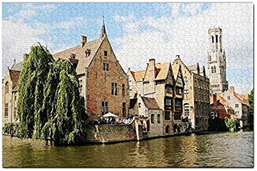 Belgien Belfort Brügge Puzzle für Erwachsene, 1000 Teile, papierartiges Reisegeschenk, Souvenir, 38 x 52 cm von znwrr