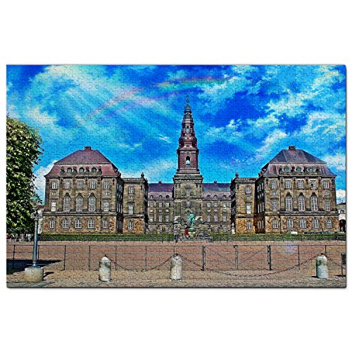 Dänemark-Puzzle, 1000 Teile, Dänemark, Schloss Christiansborg, Kopenhagen, Puzzlespiel, Kunstwerk, Reise-Souvenir, 50 x 70 cm von znwrr