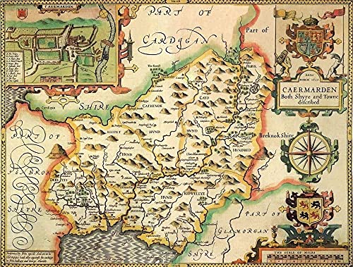 Historische Karte von Carmarthenshire, 1000 Teile Papierpuzzle, 50 x 70 cm von znwrr