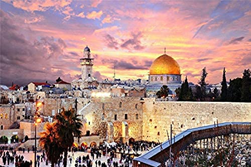 Klassische Puzzles 1000 Teile, 3D-Puzzle, Palast von Jerusalem, Israel, Sonnenuntergang, 26 x 38 cm von znwrr