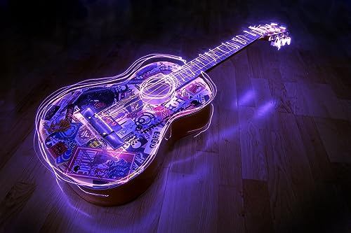 Papierpuzzle 1000 Teile Leuchtende Gitarre bei Nacht 3D-Puzzles 26x38CM von znwrr