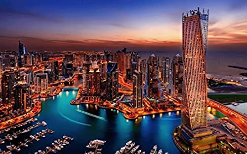 Puzzle 1000 Teile Dubai Sunset Aerial View Brain Challenge Kinderspielzeugspiele 38x52CM von znwrr