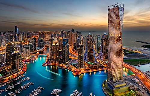 Puzzle 2000 Teile, Pracht-Dubai-Hafen-Wolkenkratzer-Gebäude Personalisiertes Puzzle 70x100CM von znwrr