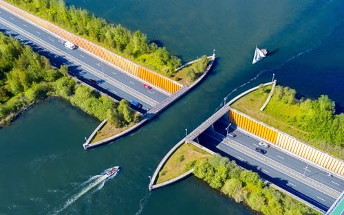 Puzzle Erwachsene 1000 Teile Schiff Veluwemeer Aquädukt Niederlande 50x70CM von znwrr