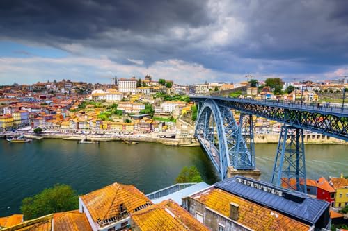 Puzzle für Erwachsene, 2000 Teile, Porto unter portugiesischem Himmel, Douro-Fluss, Don-Luis-I-Brücke, 70 x 100 cm von znwrr