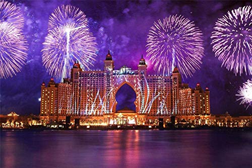 Puzzles 1000 Teile für Erwachsene, Erwachsene, Puzzle-Sets für Familien-Lernspiele – Atlantis The Palm Fireworks Dubai 26 x 38 cm von znwrr