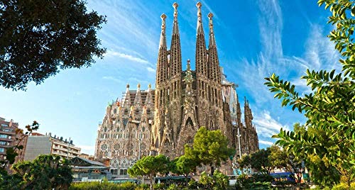 Puzzles 1000 Teile für Erwachsene Barcelona Sagrada Familia DIY Arts Style Tierbild für Wohnzimmer Dekor Holzspielzeug Lustige Spiele Pädagogisch Entdecken Sie Kreativität und Problemlösung 50x70CM von znwrr