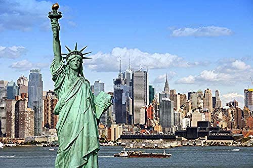 Puzzles USA Häuser Freiheitsstatue New York City 1000 Teile Erwachsene Landschaftspuzzles für Kinder Lernspielzeug Geschenke 26x38CM von znwrr