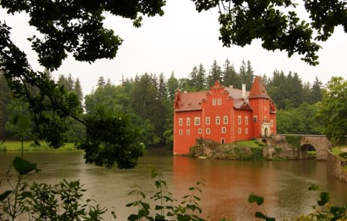 Puzzles für Erwachsene und Kinder, 1000 Teile, herausforderndes Spiel, Bäume, Teich, Schloss, 38 x 52 cm von znwrr