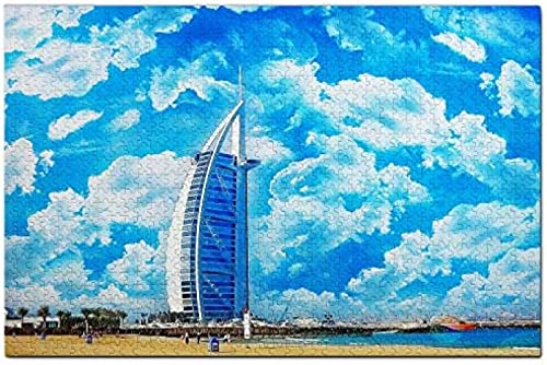 UAE Burj Al Arab Dubai Puzzle für Erwachsene, 2000 Teile, papierartiges Reisegeschenk, Souvenir, 70 x 100 cm von znwrr