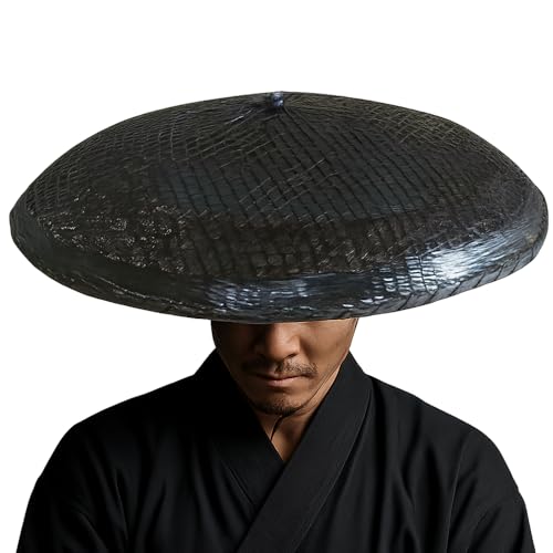 zonzxcv Samurai-Hut aus Bambus, für Cosplay, Ritter, japanischer Hut, Durchmesser: 46 cm, Tiefe: 10,2 cm, Schwarz, Durchmesser: 50 cm, 18.1 inches diameters von zonzxcv