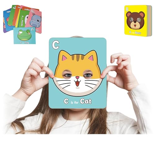 Alphabet Mask Cards, 26PCS Animal Mask Alphabet Cards, Educational ABC Letter Learning, Interactive Classroom Game for Preschool & Toddlers (A) von zoocco