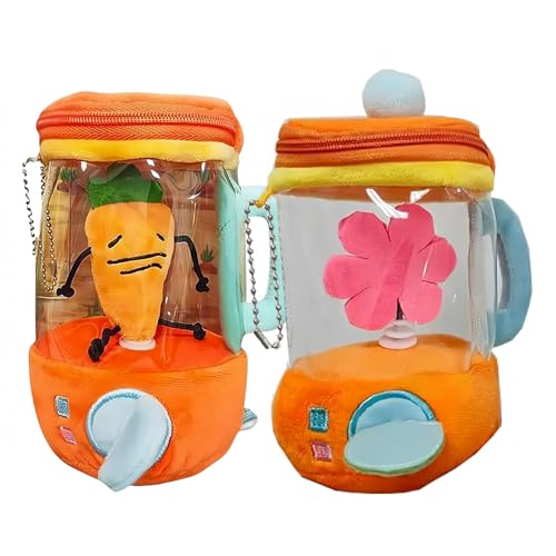 Carrot Blender Plush Toy, Plush Carrot Mixer Toy, Keychain Blender, My Carrots Mixie Stuffed Animal with Zipper Storage Pouch, Fun Room Décor and Gift (Carrot+Flower) von zoocco