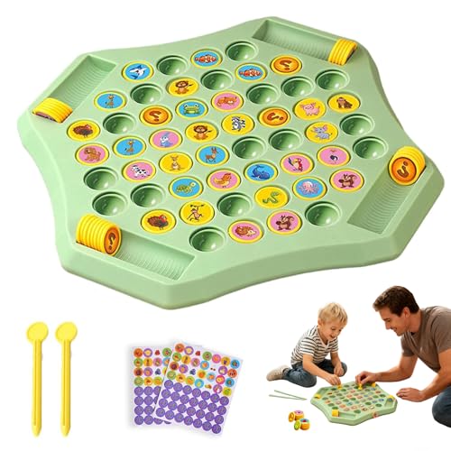 zoocco 54 PCS Flip Chess Memory Game, Animal Flip Match Board Games Engaging Double Cartoon Memory Game for Interactive Father-Son (Animals) von zoocco