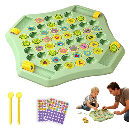 zoocco 54 PCS Flip Chess Memory Game, Animal Flip Match Board Games Engaging Double Cartoon Memory Game for Interactive Father-Son (Fruit) von zoocco