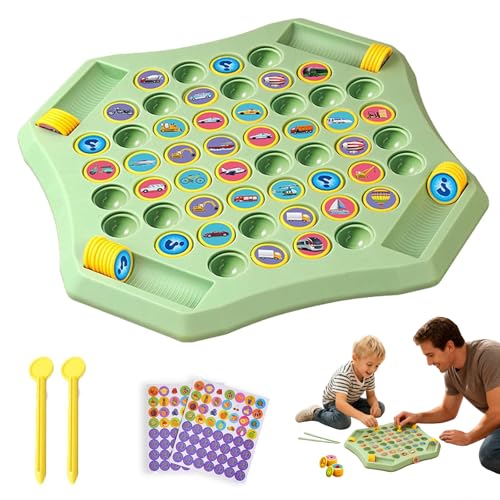 zoocco 54 PCS Flip Chess Memory Game, Animal Flip Match Board Games Engaging Double Cartoon Memory Game for Interactive Father-Son (Transportation) von zoocco