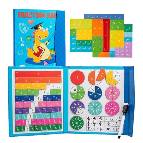 zoocco Magnetic Fraction Demonstration Book, Rainbow Magnetic Fraction Tiles Visual Aids for Enhancing Math Skills in Early Education (Dinosaur) von zoocco