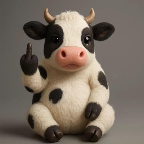 zoocco Middle Finger Stuffed Animal, Cute Rebellious Plush for Stress Relief, Funny Middle Finger Plush Animal for Desk Decor Gag Gifts for Friends (Cow) von zoocco