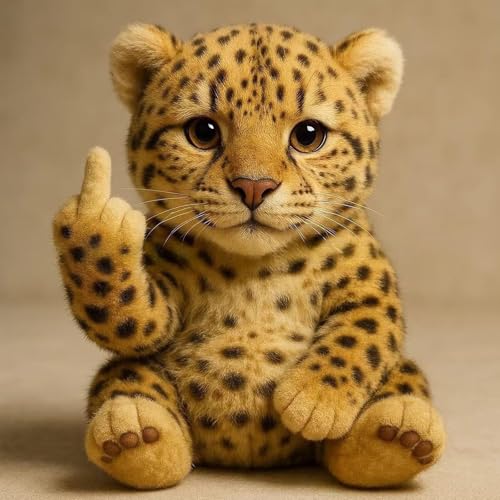 zoocco Middle Finger Stuffed Animal, Cute Rebellious Plush for Stress Relief, Funny Middle Finger Plush Animal for Desk Decor Gag Gifts for Friends (Leopard) von zoocco