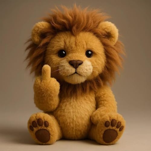 zoocco Middle Finger Stuffed Animal, Cute Rebellious Plush for Stress Relief, Funny Middle Finger Plush Animal for Desk Decor Gag Gifts for Friends (Lion) von zoocco