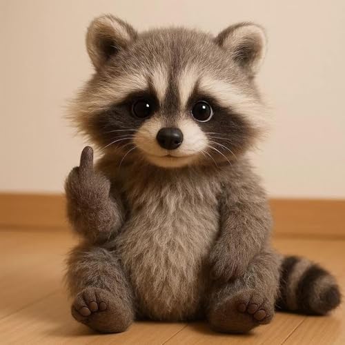zoocco Middle Finger Stuffed Animal, Cute Rebellious Plush for Stress Relief, Funny Middle Finger Plush Animal for Desk Decor Gag Gifts for Friends (Raccoon) von zoocco