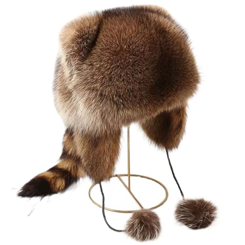 zoocco Winter Cute Raccoon Plush Hats, Soft Warm Coonskin Raccoon Hat with Tail for Most Ages Outdoor Winter Wear (Aldult) von zoocco