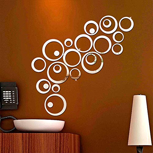 24 Stück Spiegel Mosaik Wandtattoo Kreise,DIY Abnehmbare 3D Rund Spiegel Aufkleber Wandaufkleber Wandsticker Wandtatoo Wanddeko Wandkunst Selbstklebend Kleben für Schlafzimmer,Wohnzimmer,Haus Deko von zooting