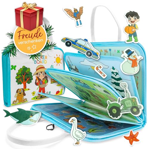 zoula kidz® Stickerbuch ab 3 Jahre - hochwertige, wiederverwendbare Sticker ohne Klebstoff - Stickeralbum mit herausnehmbaren Seiten - Stickerheft [Busy Board kompatibel] - Sticker Book, Sticker Buch von zoula kidz