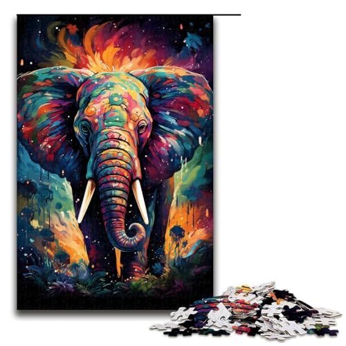 1000 Teile Bunte Psychedelia der Elefanten Puzzles für Erwachsene Unmögliches Puzzle Stressabbau für und Teenager ab 12 Jahren 75x50cm von zouxangzz