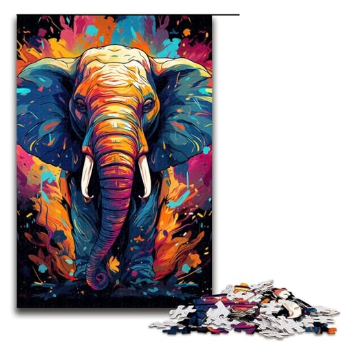 1000 Teile Bunte Psychedelia der Elefanten Puzzlespiel Puzzle für Erwachsene Geeignet für Paare und Teenager ab 12 Jahren 75x50cm von zouxangzz