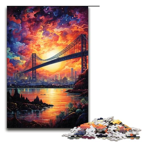 1000 Teile Bunte Psychedelia der Sydney Harbour Bridge Puzzles für Erwachsene Unmögliches Puzzle zum Stressabbau für Teenager ab 14 Jahren 75x50cm von zouxangzz